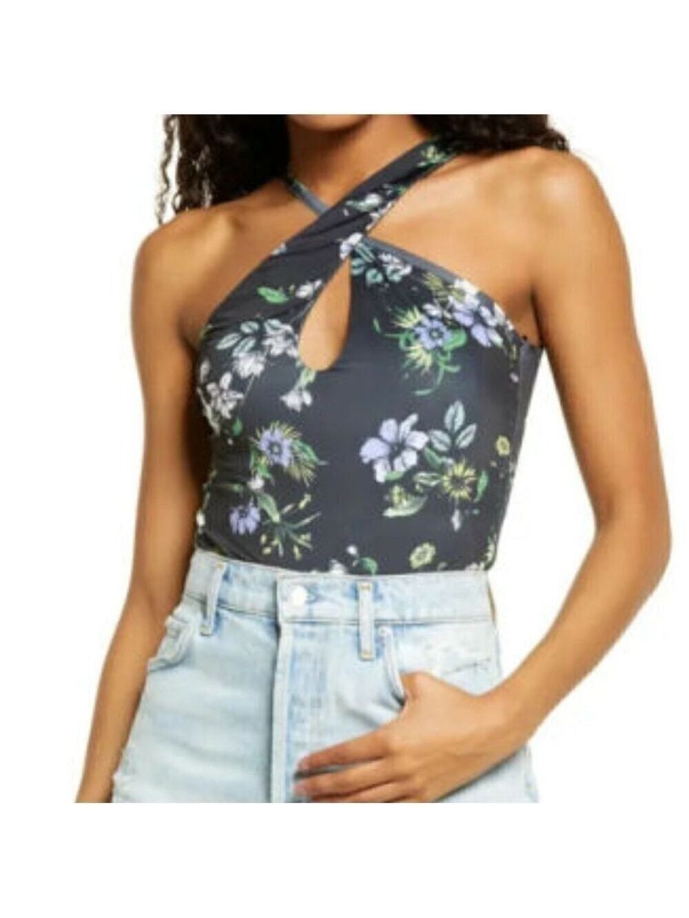 𝅺AFRM Bnwot Womens "Celyn" Black Floral Bodysuit